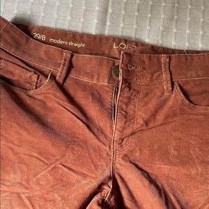 LOFT Rust Corduroy Trousers